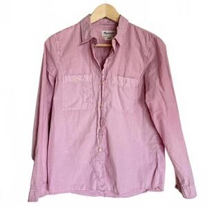 Madewell Blouse Women Medium Pink 100% Cotton Long Sleeve Safari Utility Pockets